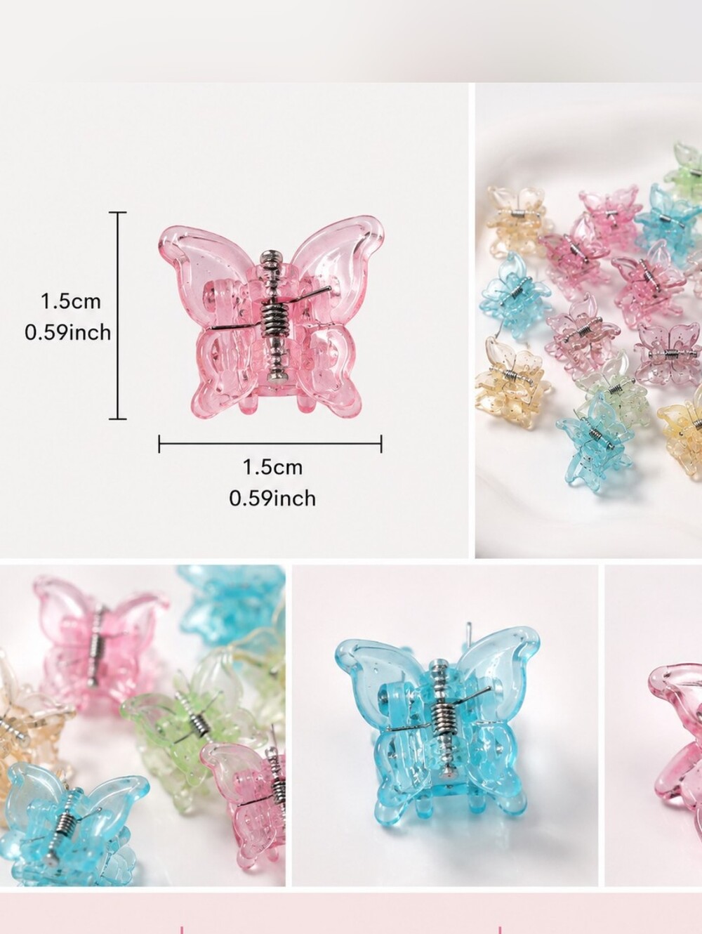 3 bundles for $25 Set of 25 Translucent Butterfly Hair Clips New - Picture 5 of 12